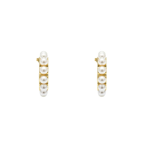 Aros Argolla Perlas Enchapado en Oro de 18k