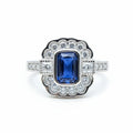 Anillo Vintage Halo Zafiro Circones Plata 925