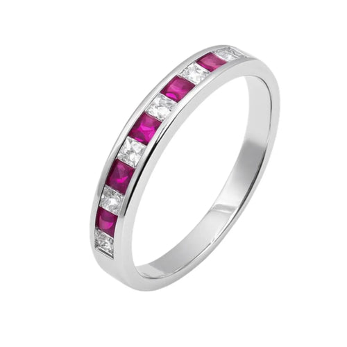 Anillo Riel 11 Circones Rosa Plata 925