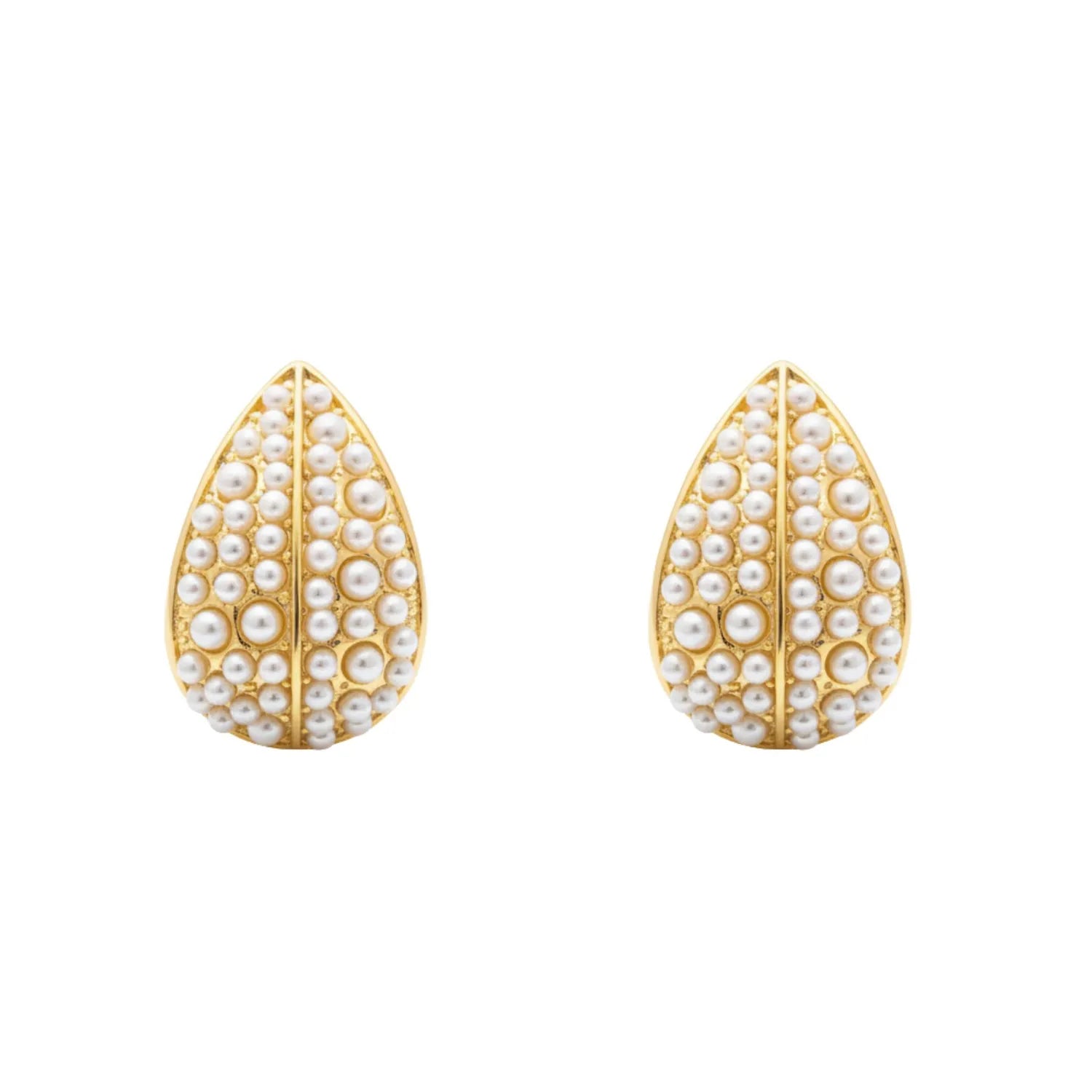 Aros Hojas Perlas Enchapado en Oro de 18k