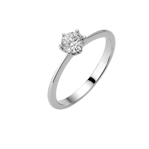 Anillo Solitario Plata Italiana 925 con Circón de 5mm