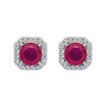 Aros Rubí Halo Plata 925