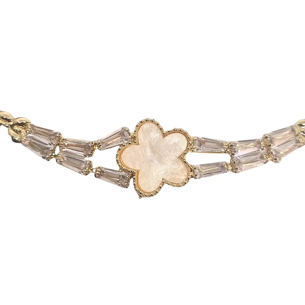 Pulsera Trébol Petalos Enchapada en oro de 18k 18cm