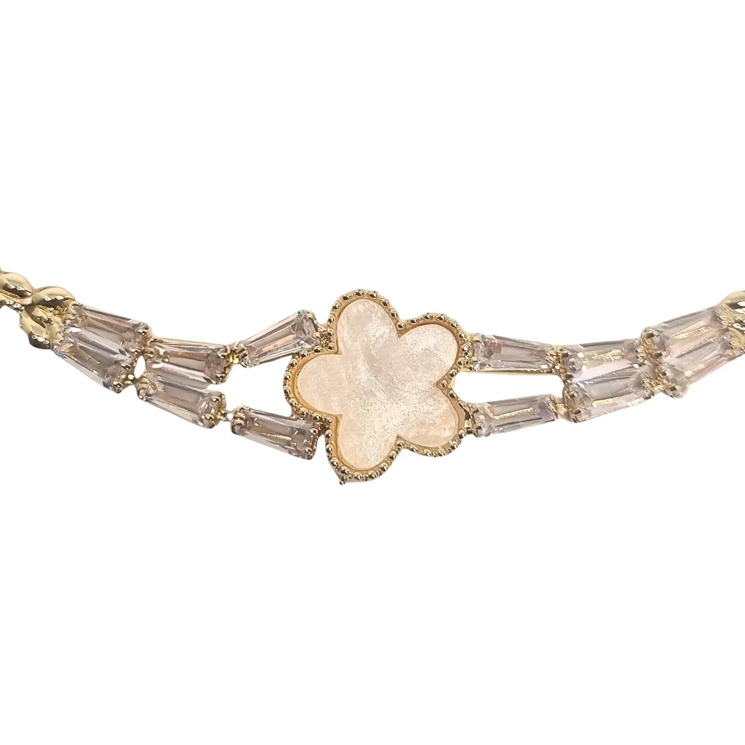 Pulsera Trébol Petalos Enchapada en oro de 18k 18cm