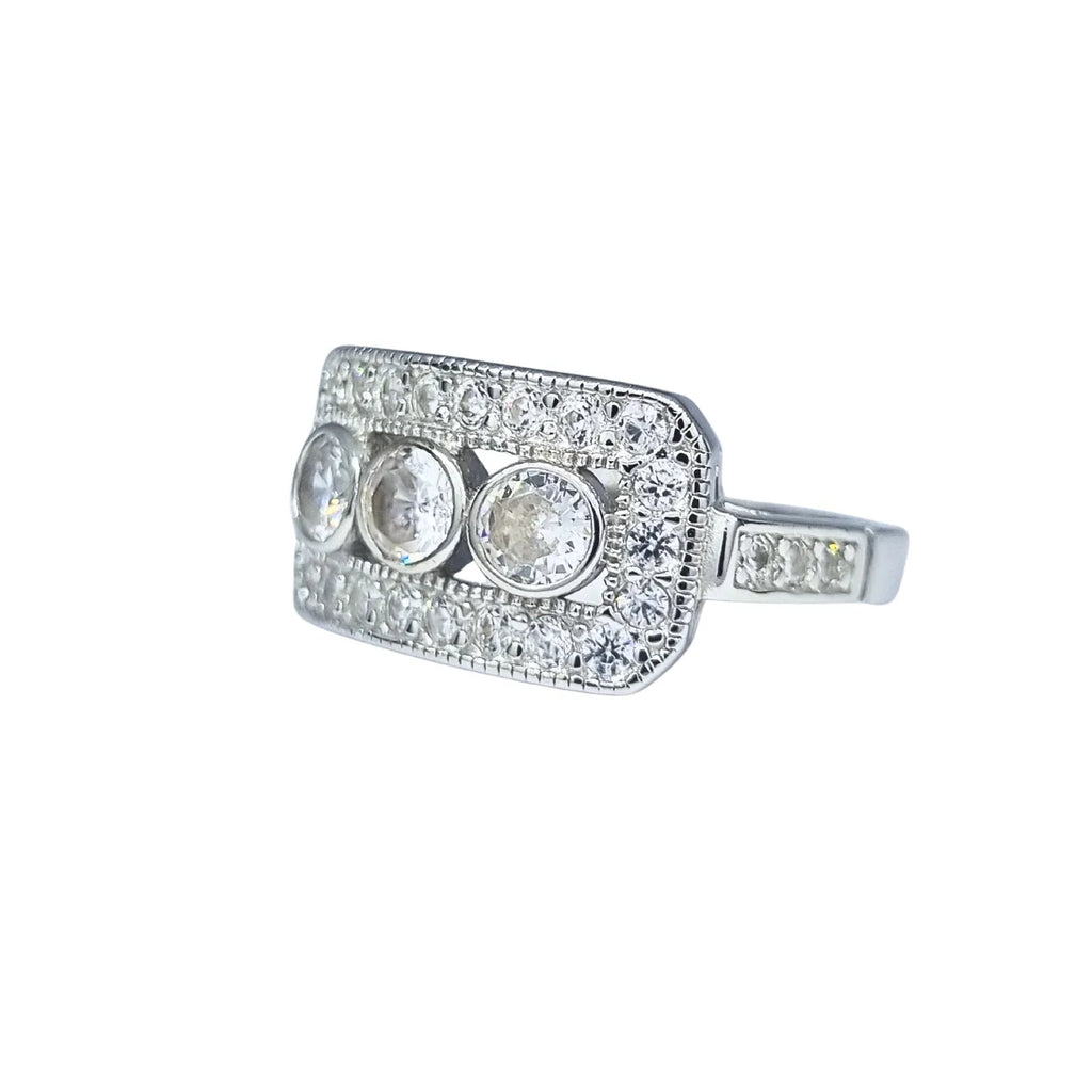 Anillo Art-Deco 3 Circones Plata 925