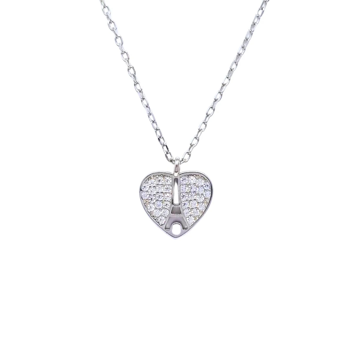 Collar Torre Eiffel Rodinado Plata 925