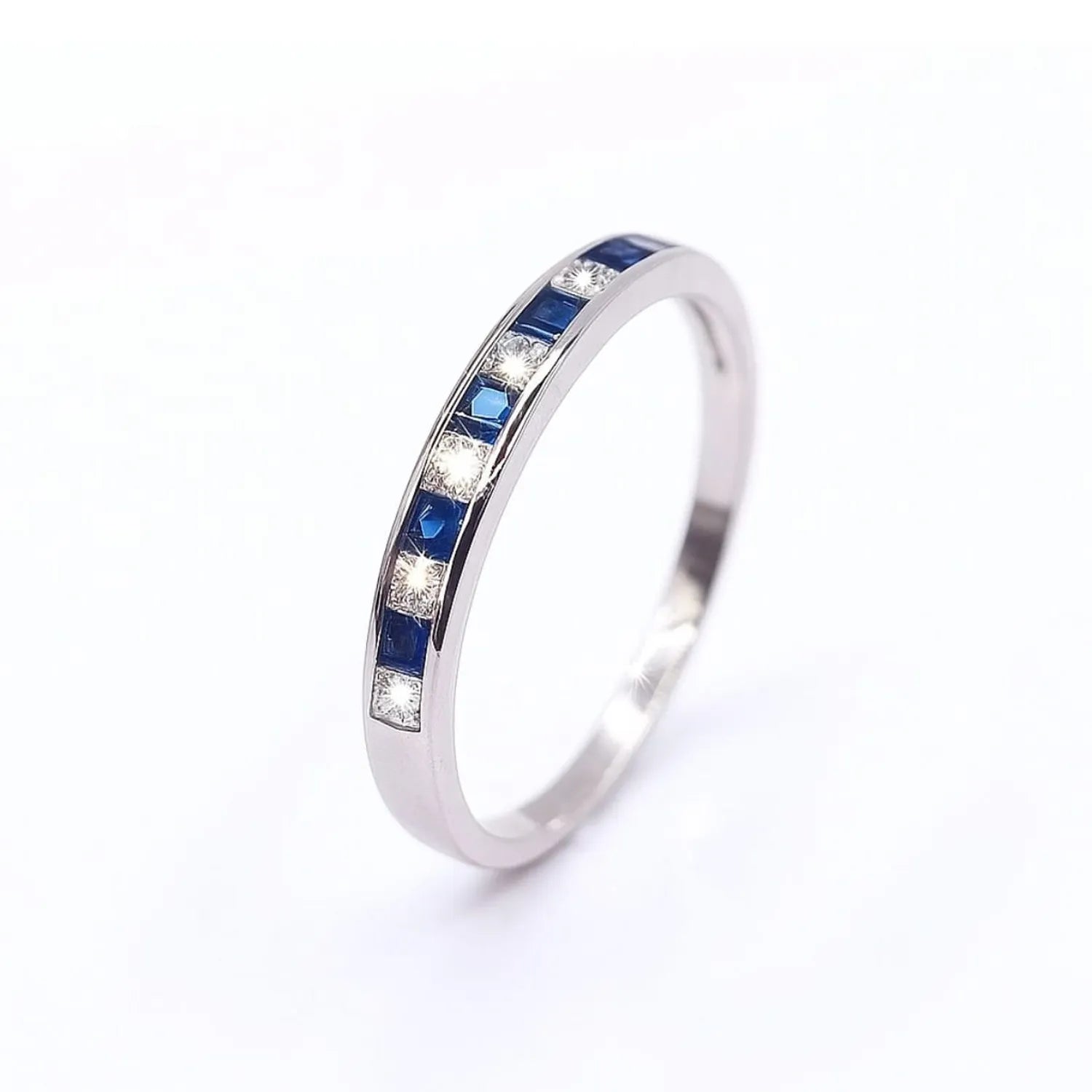 Anillo Riel 11 Circones Azul Plata 925