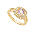 Anillo Cristal Cuadrado Enchapado en oro de 18k