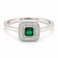 Anillo Halo Esmeralda Plata 925