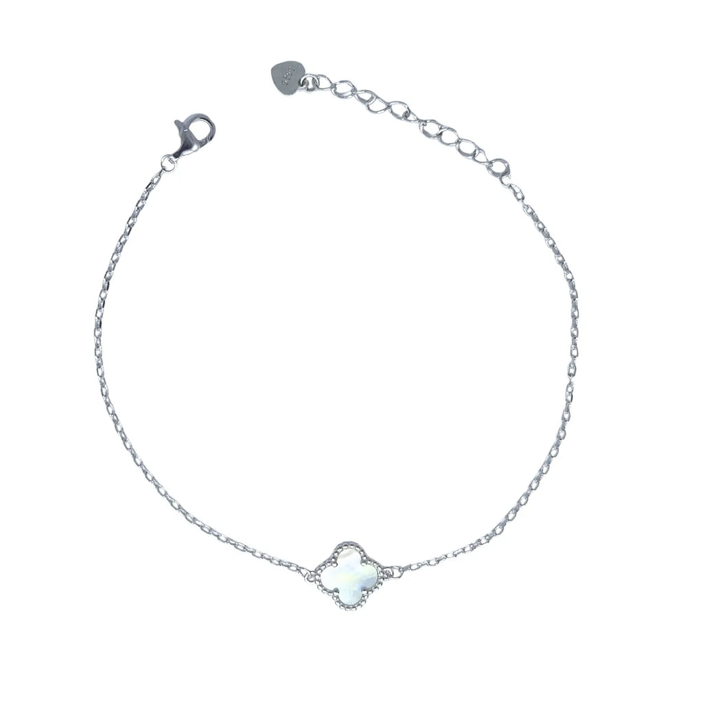Pulsera Trébol con Nacar Plata 925 19cm