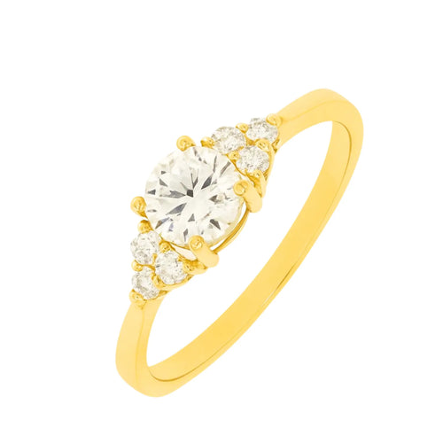 Anillo Solitario Alto enchapado en oro de 18k
