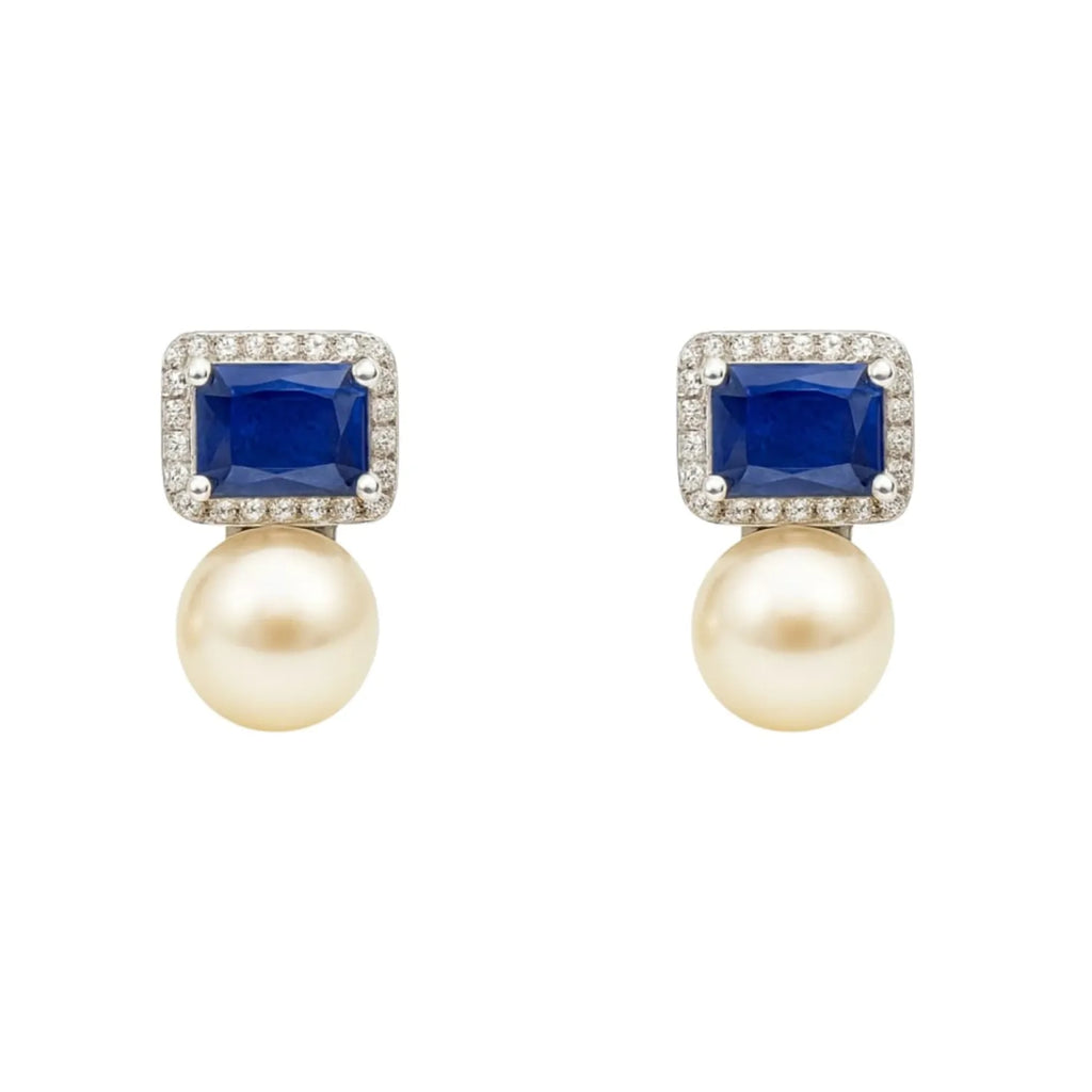 Aros Perla Zafiro de Luz Plata 925