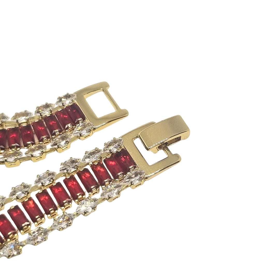 Pulsera Tenis con Doble Riel Enchapada en oro de 18k