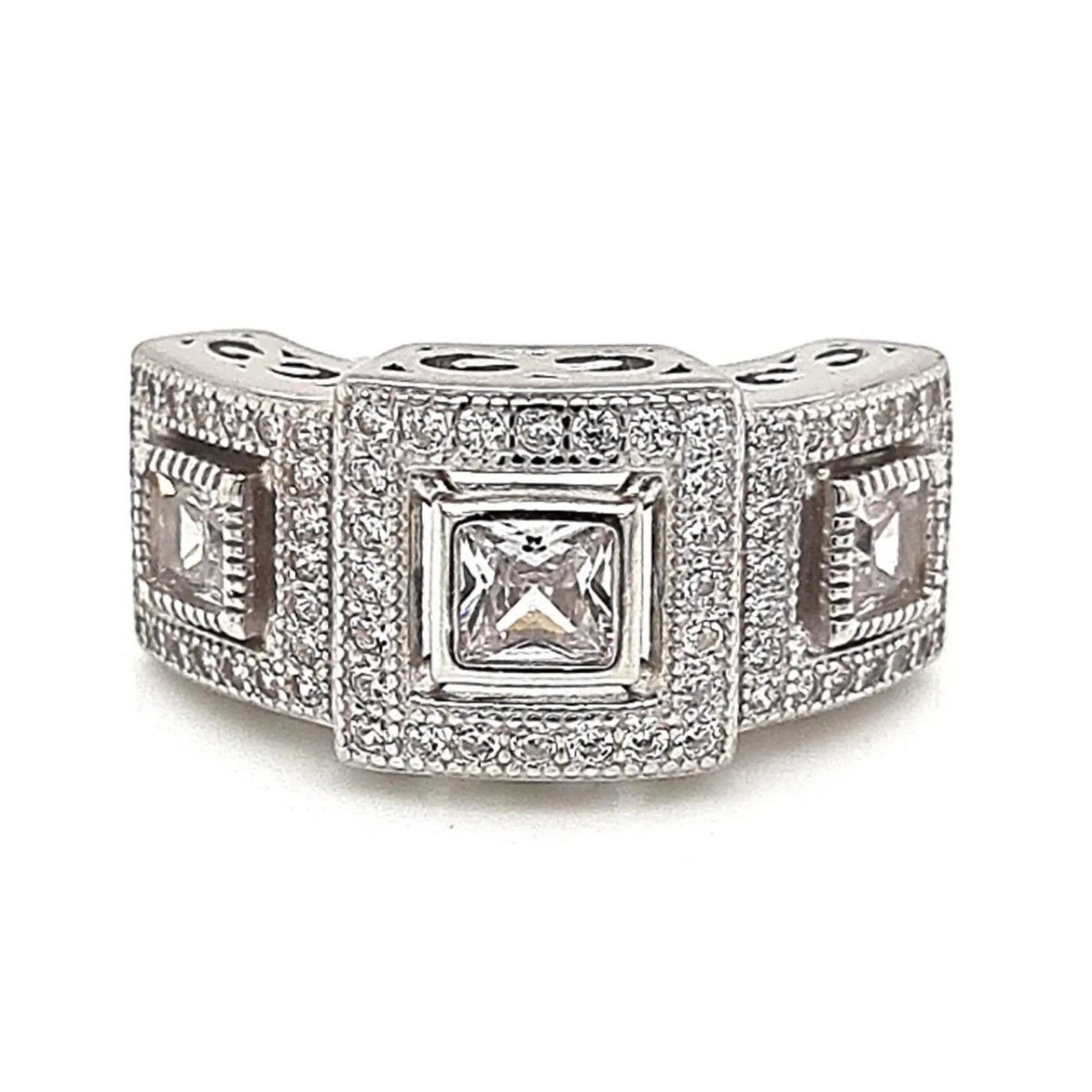 Anillo Art-Deco 3 Circones Plata 925 - 16