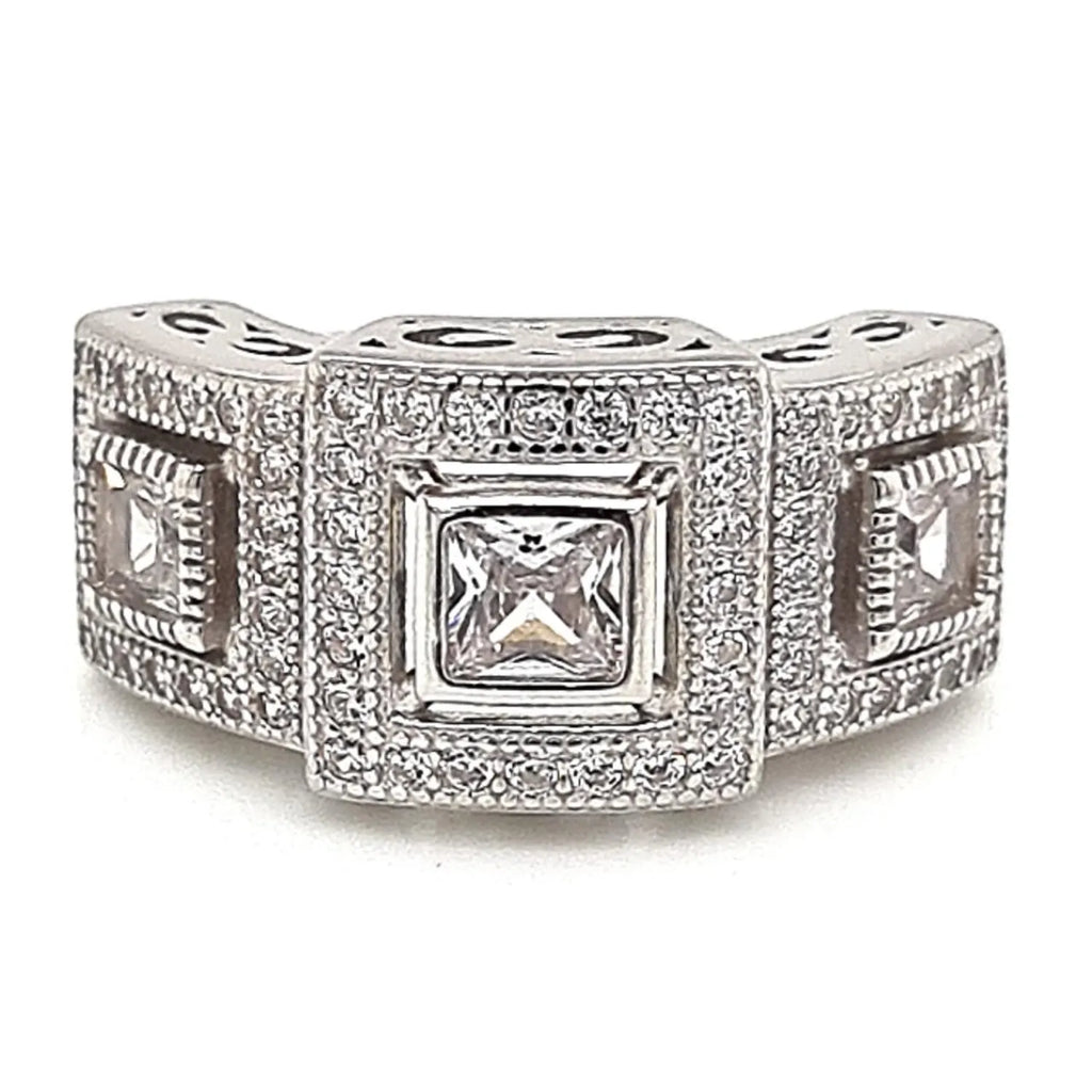 Anillo Art-Deco 3 Circones Plata 925