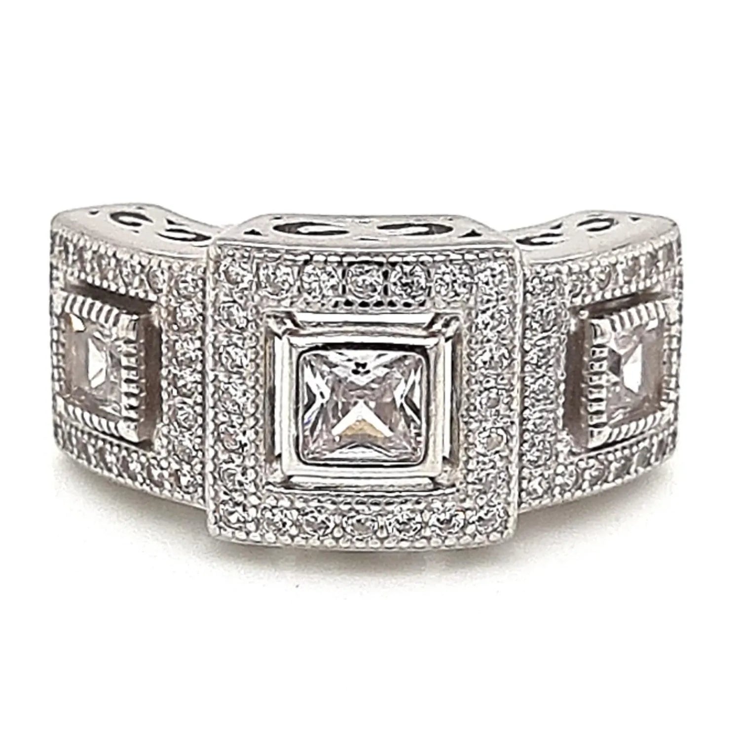 Anillo Art-Deco 3 Circones Plata 925