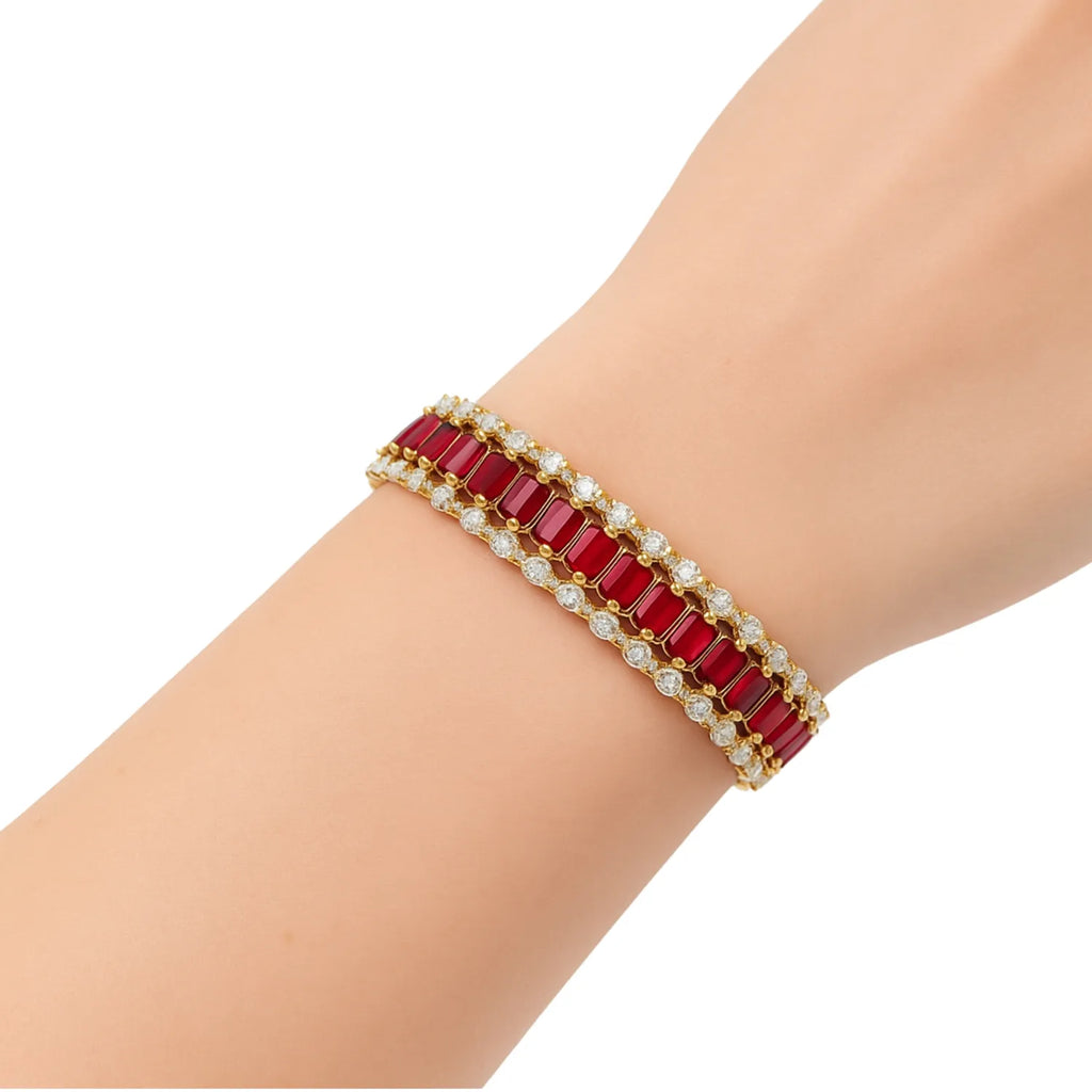 Pulsera Tenis con Doble Riel Enchapada en oro de 18k