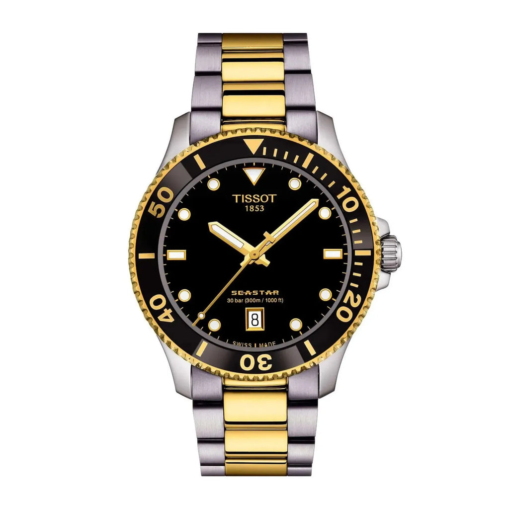 Reloj Tissot Seastar 1000 Bicolor Oro Amarillo 40MM T1204102205100