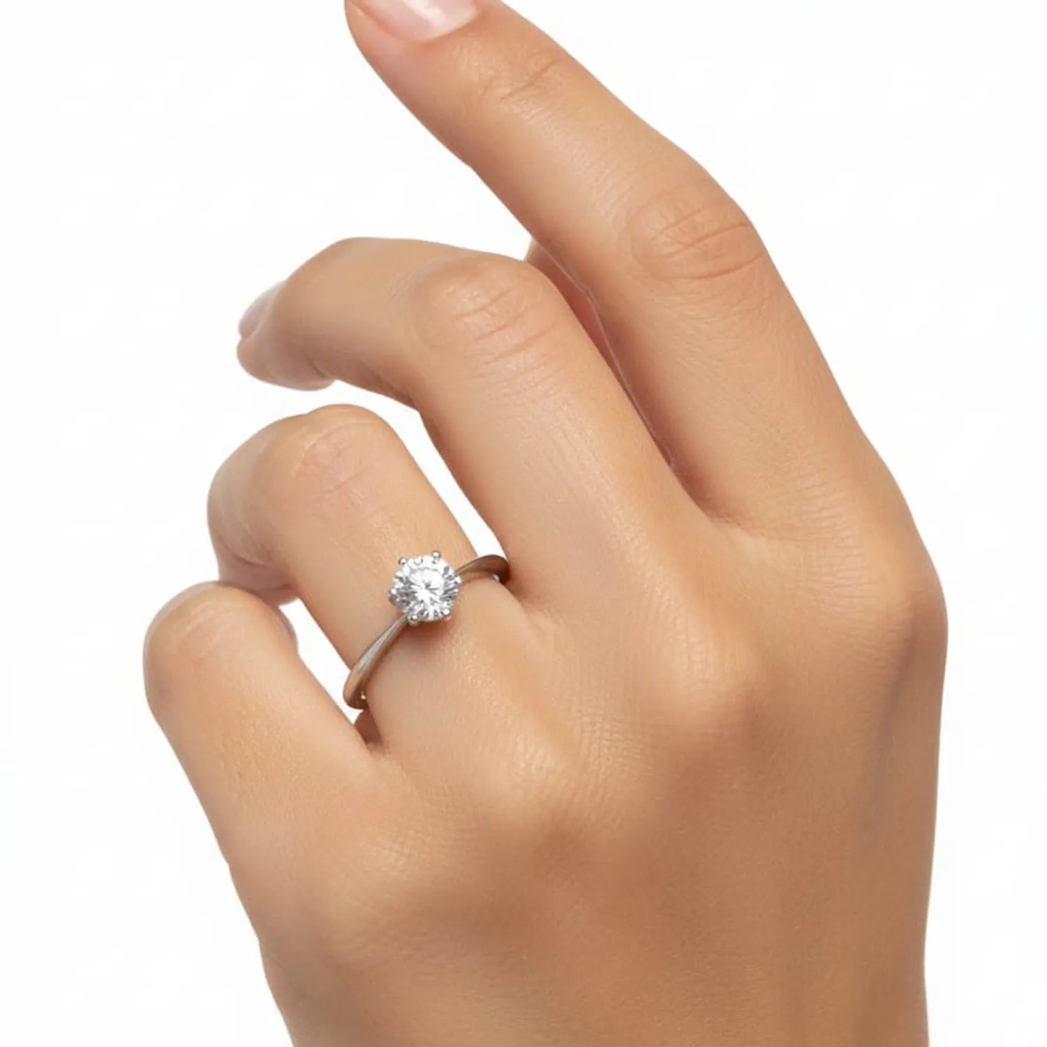 Anillo Solitario Plata Italiana 925 con Circón de 5mm